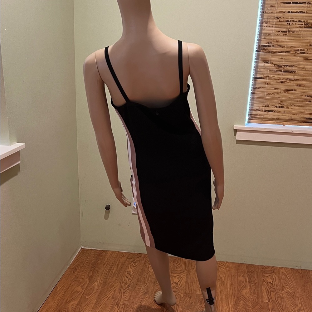 Rudsak Black Dress Tank Style Dress with white & Brown Stripes Size L - Picture 3 of 9